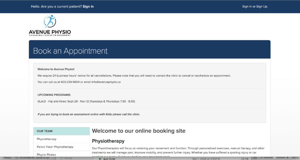 online physio scheduling flexible recovery
